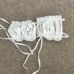 White Ruched Bikini Top